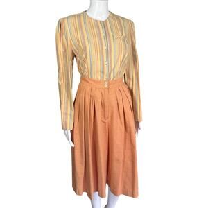 Bobbie Brooks 60s / 70s 2-piece outfit striped top and pleated culottes trousers